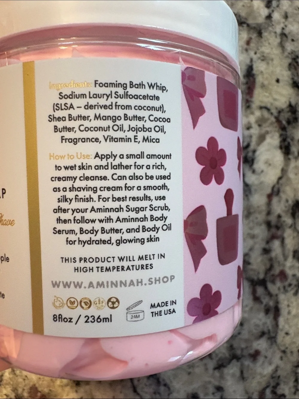 Aminnah Pretty In Pink Whipped Soap
